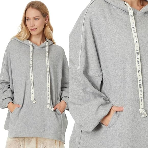 Free People Gray We The Free We Hoodie Size XS 2406 - Picture 1 of 13